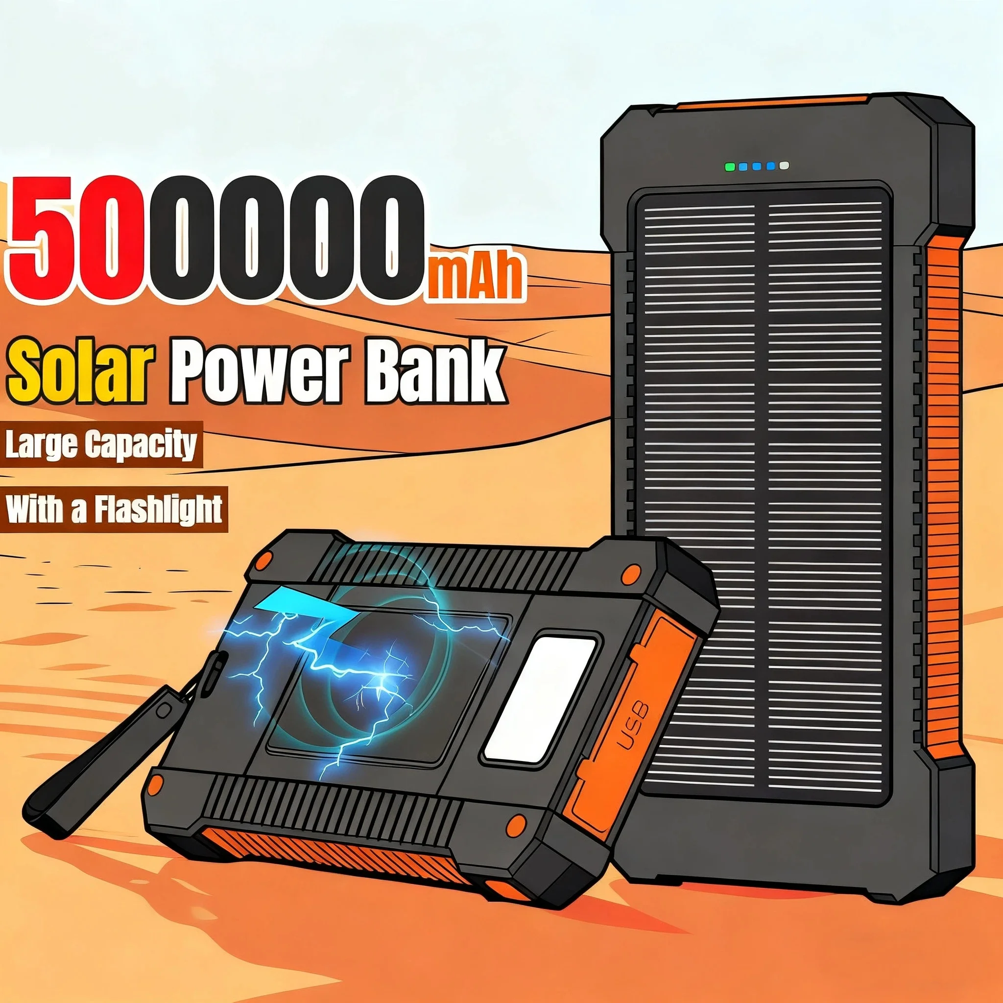 Bank Daya Tenaga Surya 500000m - Solar Emergency Charger ulasan dan harga